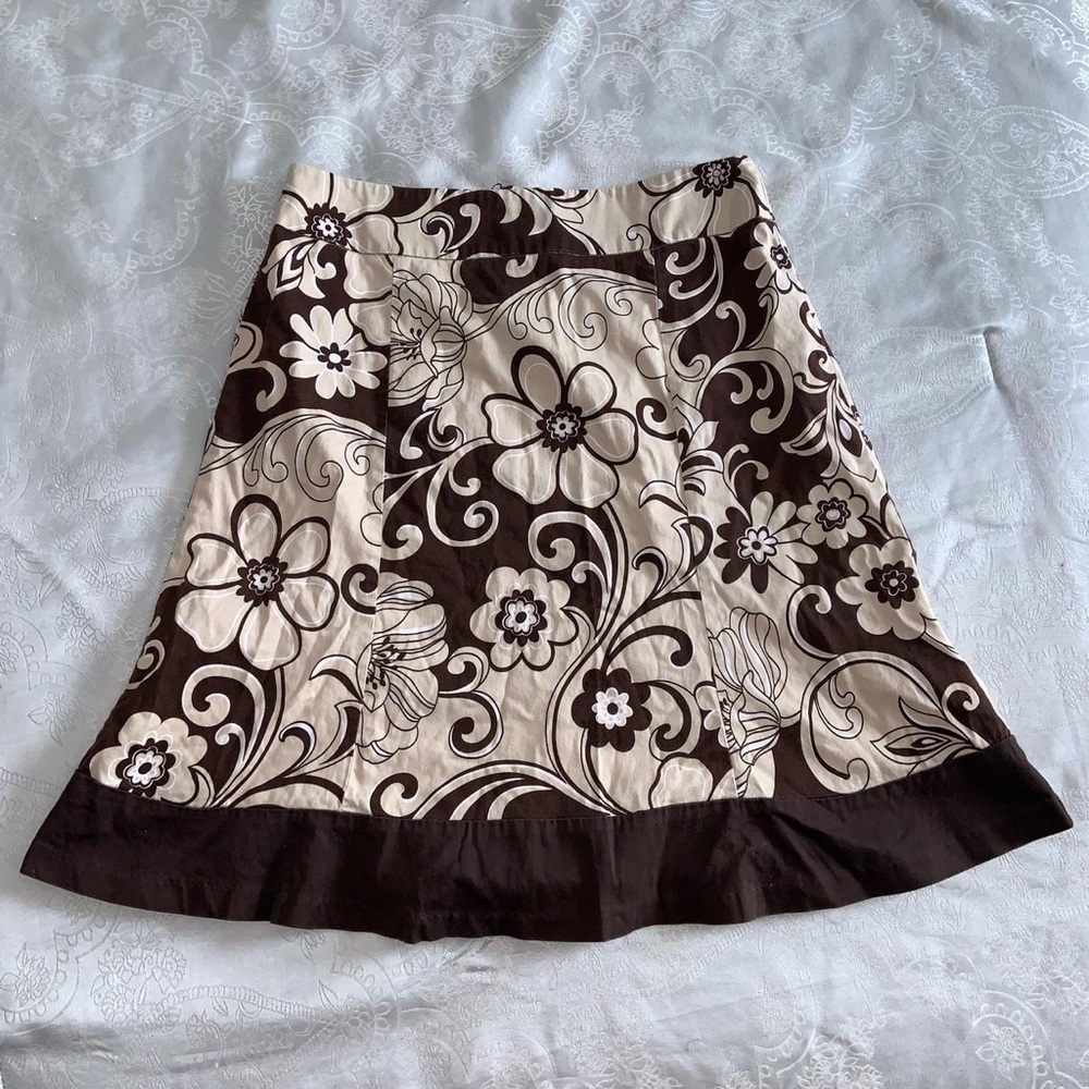 Brown Floral Vintage Groovy Skirt